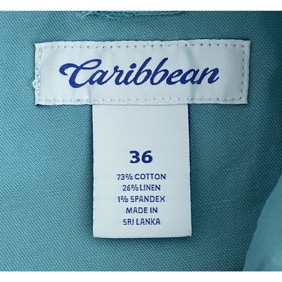 Caribbean Roundtree & Yorke Men's 36W Cotton/Linen Shorts 8" Inseam Blue NEW - Picture 6 of 7